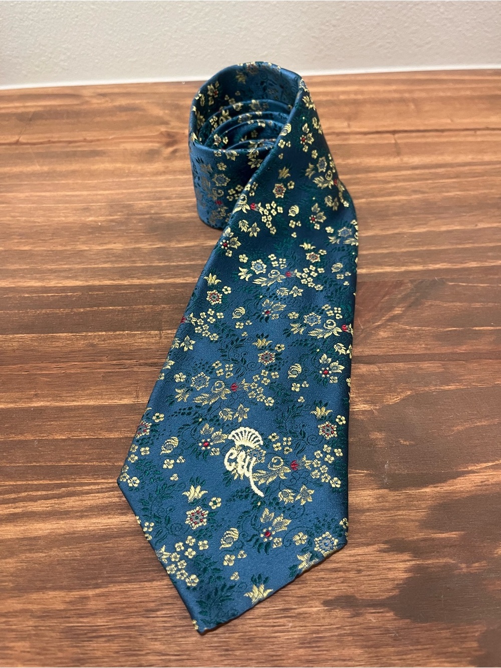 Countess Mara Vtg Teal Floral Jacquard Men's Tie with Texas connection